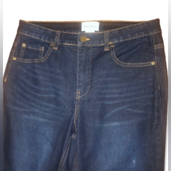 For The Republic Dark Wash High Rise Stretch Straight Leg Jeans Sz 8 - Picture 3 of 5